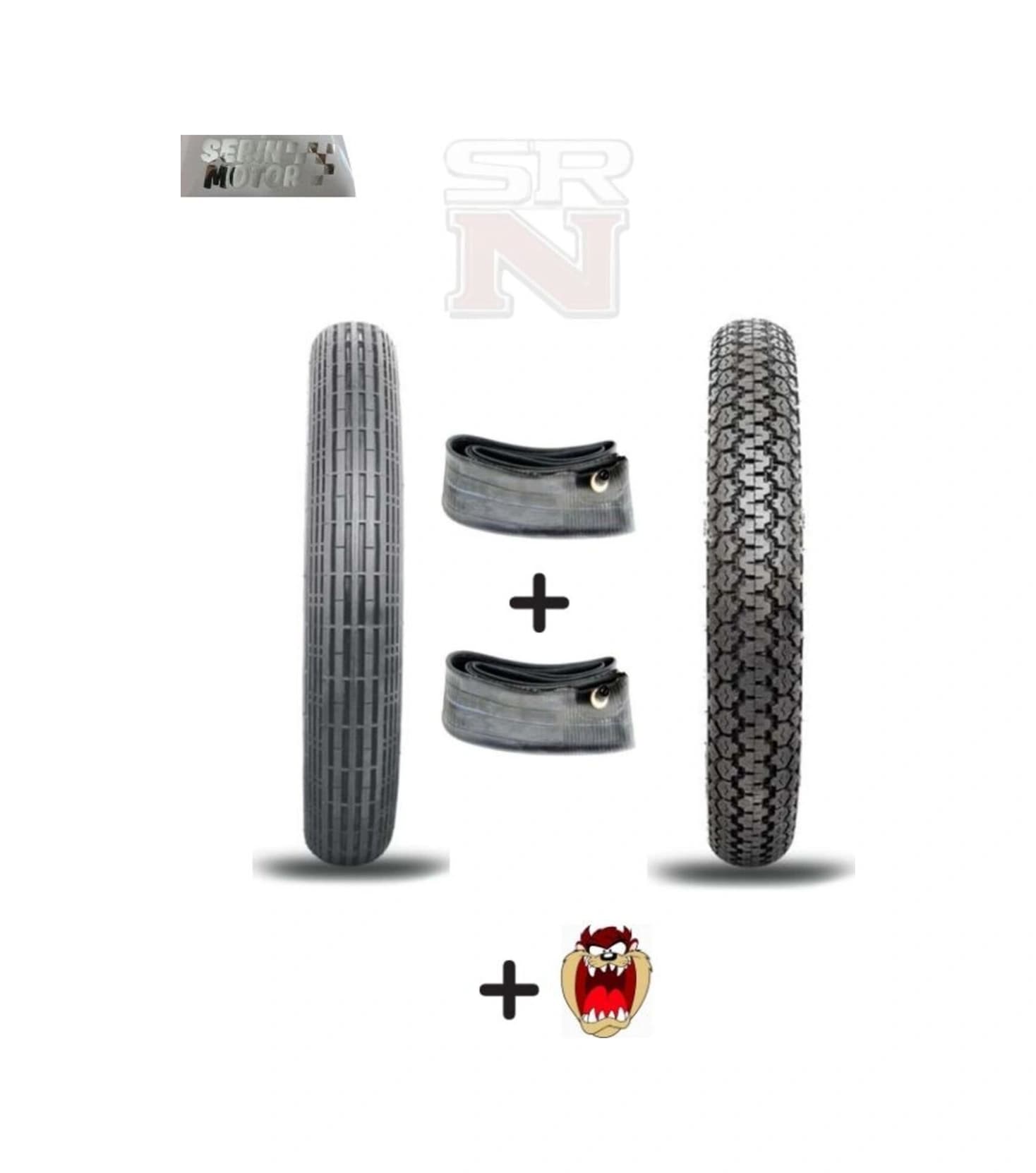 Cup Sfc Kh 17-17 İç Dış Kalın Lastik Seti Ön 2.50x17 Çizgili-arka 2.75x17 Dişli + Tzmnya Sticker