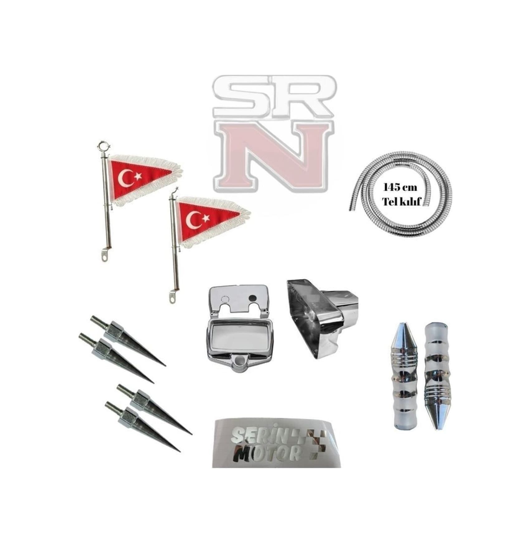 Cg Çita Full Modifiye Set Bayrak+vida+km Ve Far Kabı+elcik+tel Kılıf Srnmotor