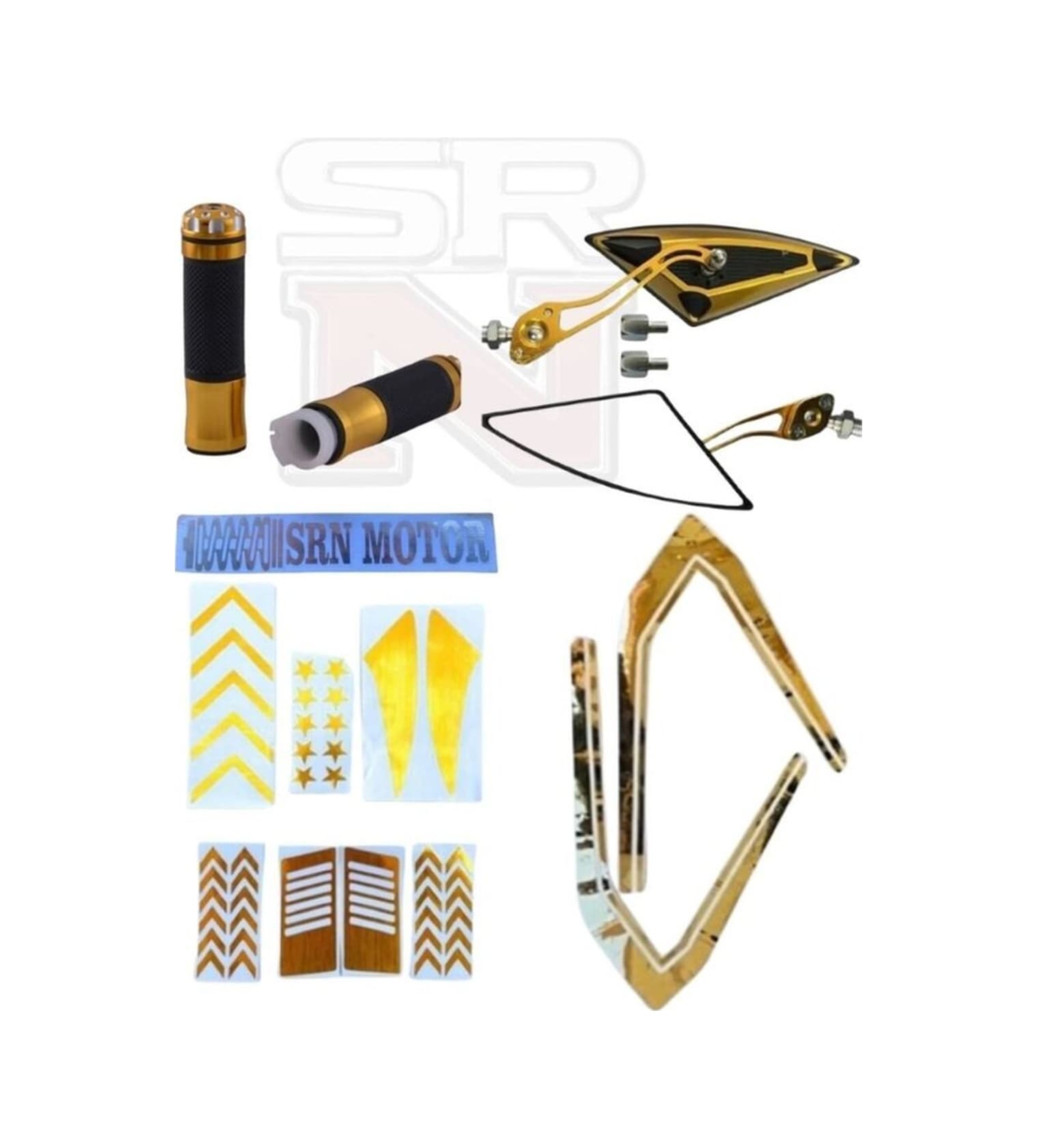 Cg Çita Modifiye Gold Şerit Sticker Seti Full + Üçgen Gold Ayna + Gold Elcik Seti Srnmotor
