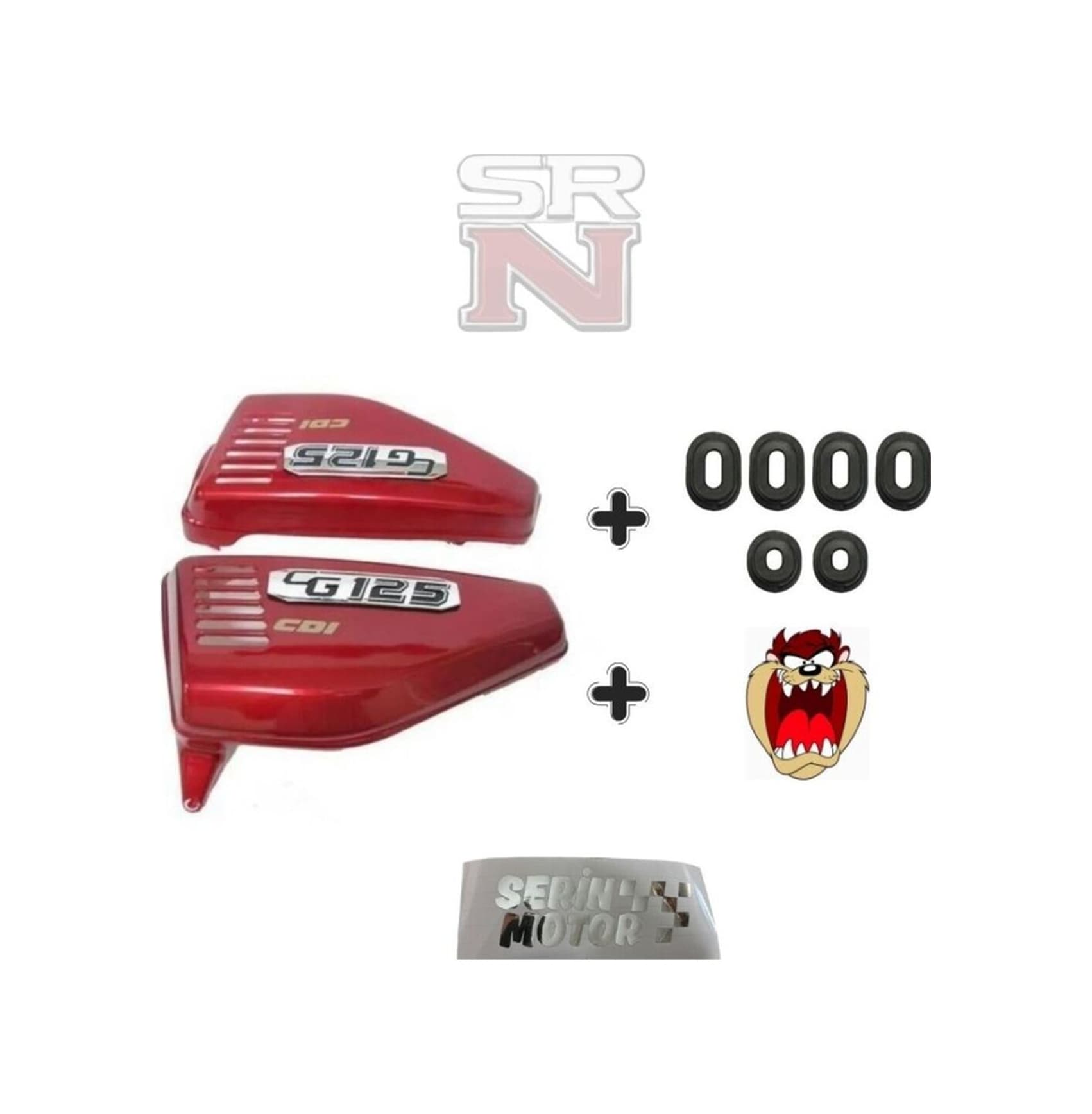 Cg Çita Kırmızı Yan Kapak Takımı + Yan Kapak Lastikleri Set Srnmotor