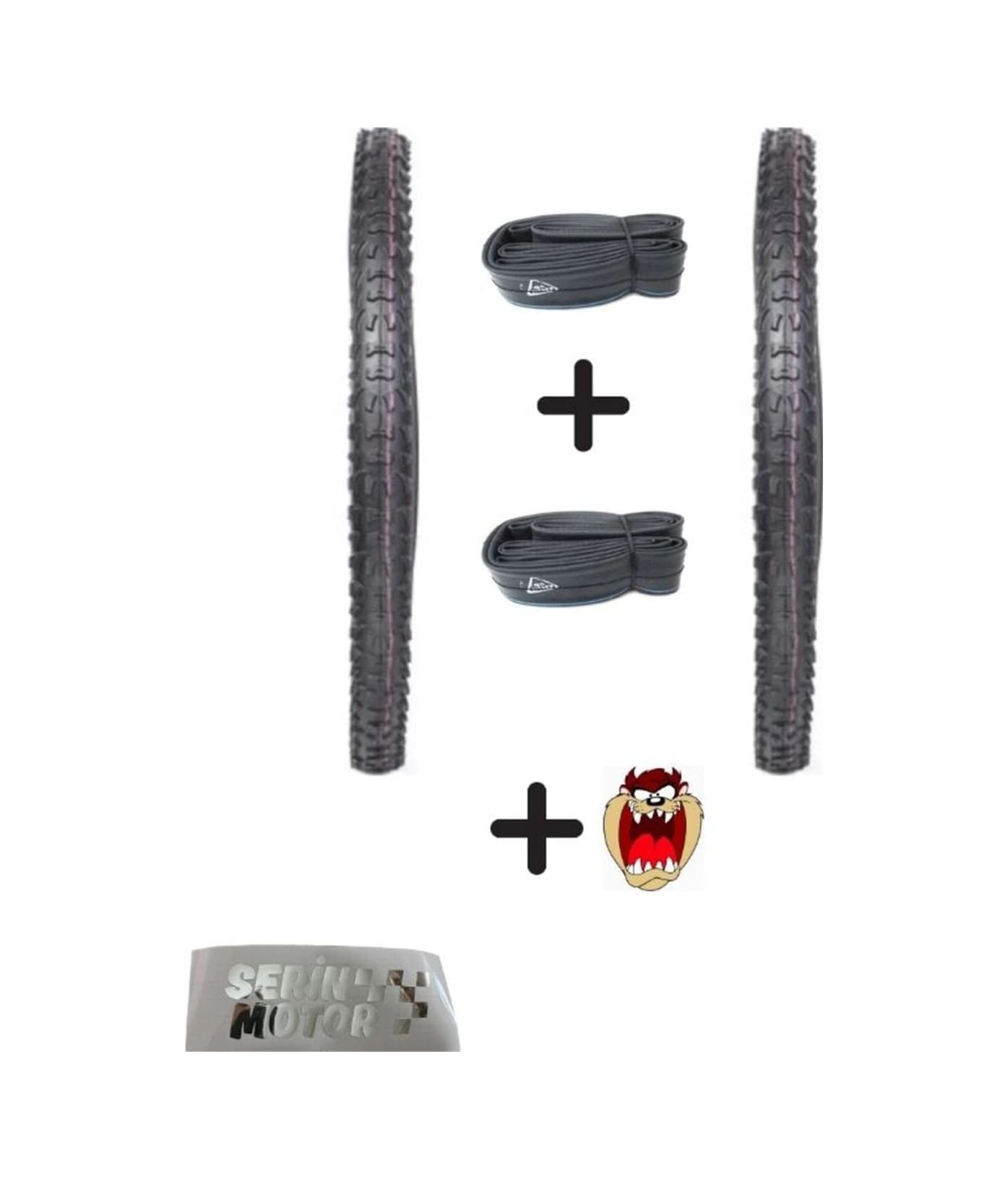 Bisiklet 26 İç Dış Lastik Seti Ön Arka Takım- Dış 26x1,95 - İç 26x1.75-2.125 Hedye Tzmanya Sticker