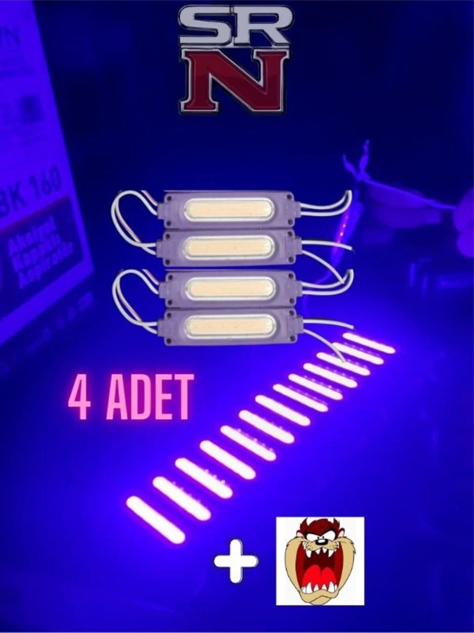 Cg Depo - Çamurluk Yan Kapak Uyumlu Modifiye 12v Mor Parmak Led 4 Adet + Tzmanya Sticker - Srn