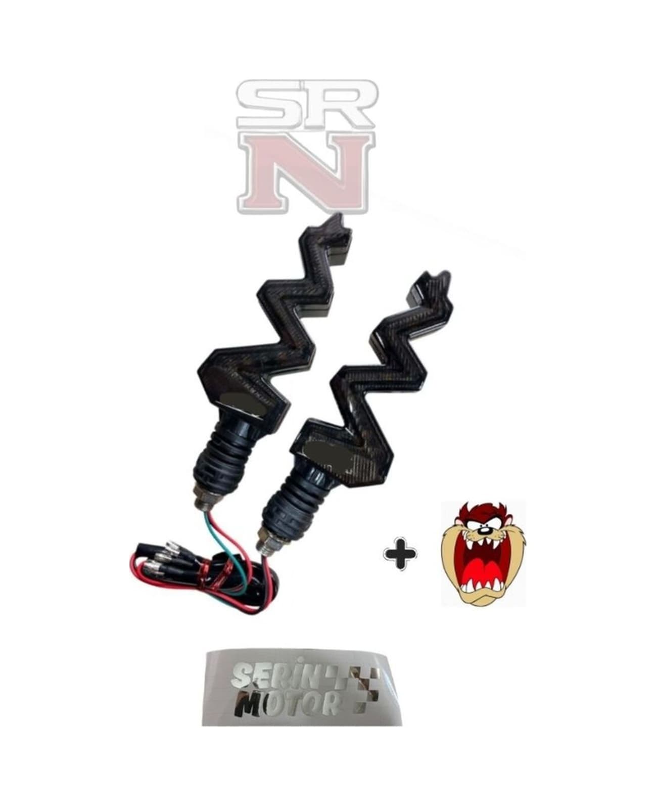 Cg Cup Motosiklet Modifiye Zikzak Kayarlı Sinyal Takımı Mavi + Hdy Tzmanya Sticker Srnmotor