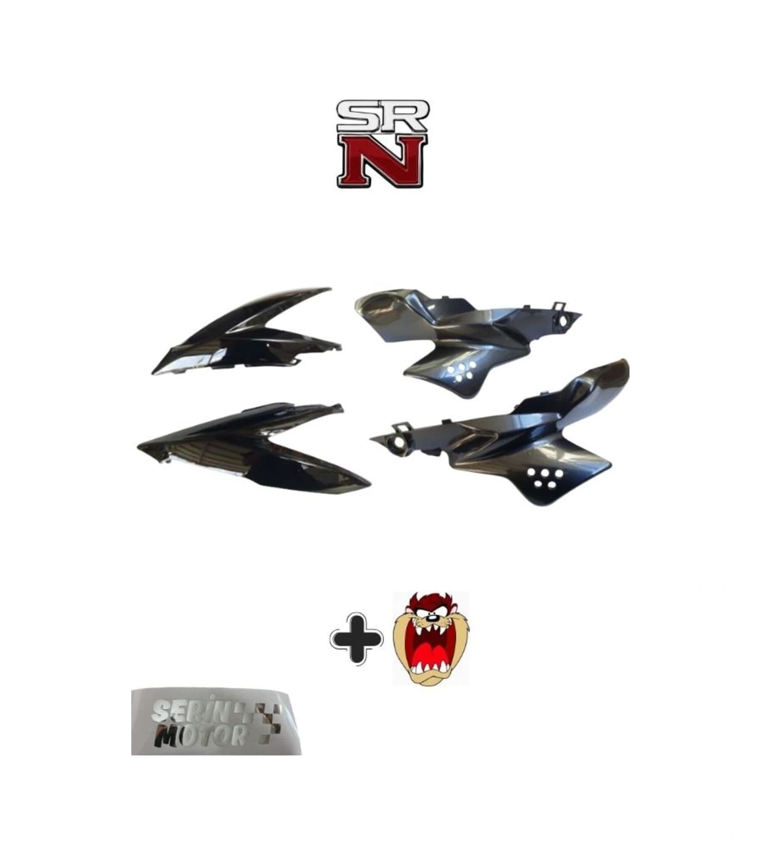 Mondial Drift L 125 Siyah Far Muhafaza + Far Altı Kapak Seti + Hdiye Tzmanya Sticker