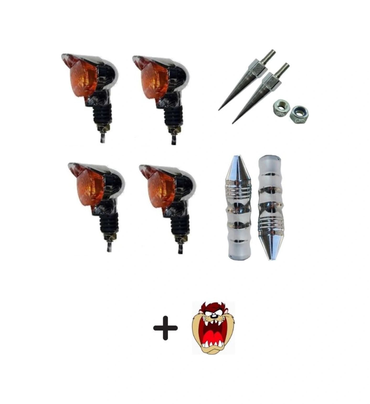Cg Çita Nikel Modifiye Set 4 Adet Şapkalı Sinyal+sivri Elcik+ 2ad. Gri Sivri Vida Somunlu+tzmnya