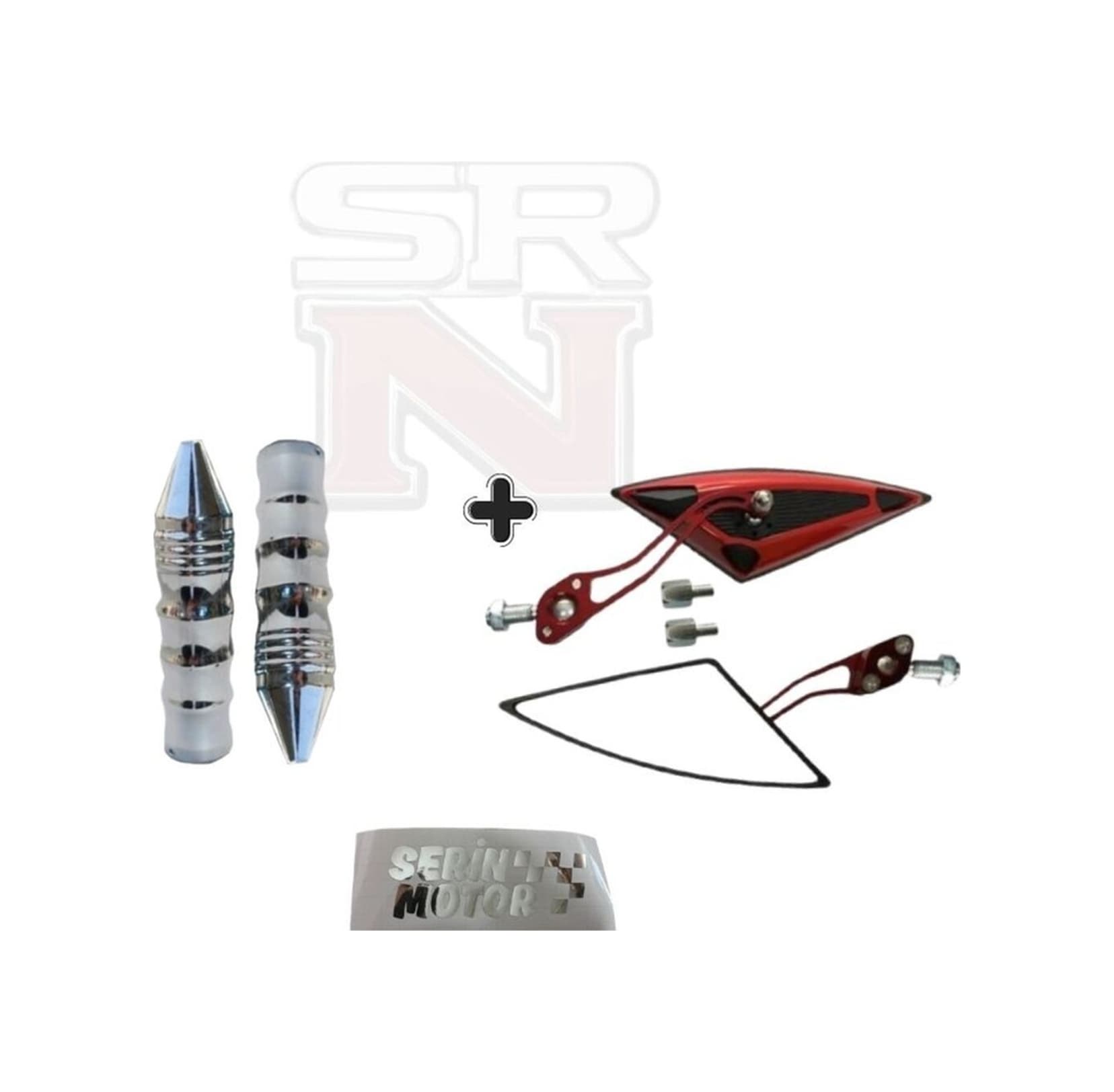 Cg Cup Scooter Yarasa Üçgen Kırmızı Ayna 8mm 10mm+ Modifiye Sivri Elcik Seti Srn