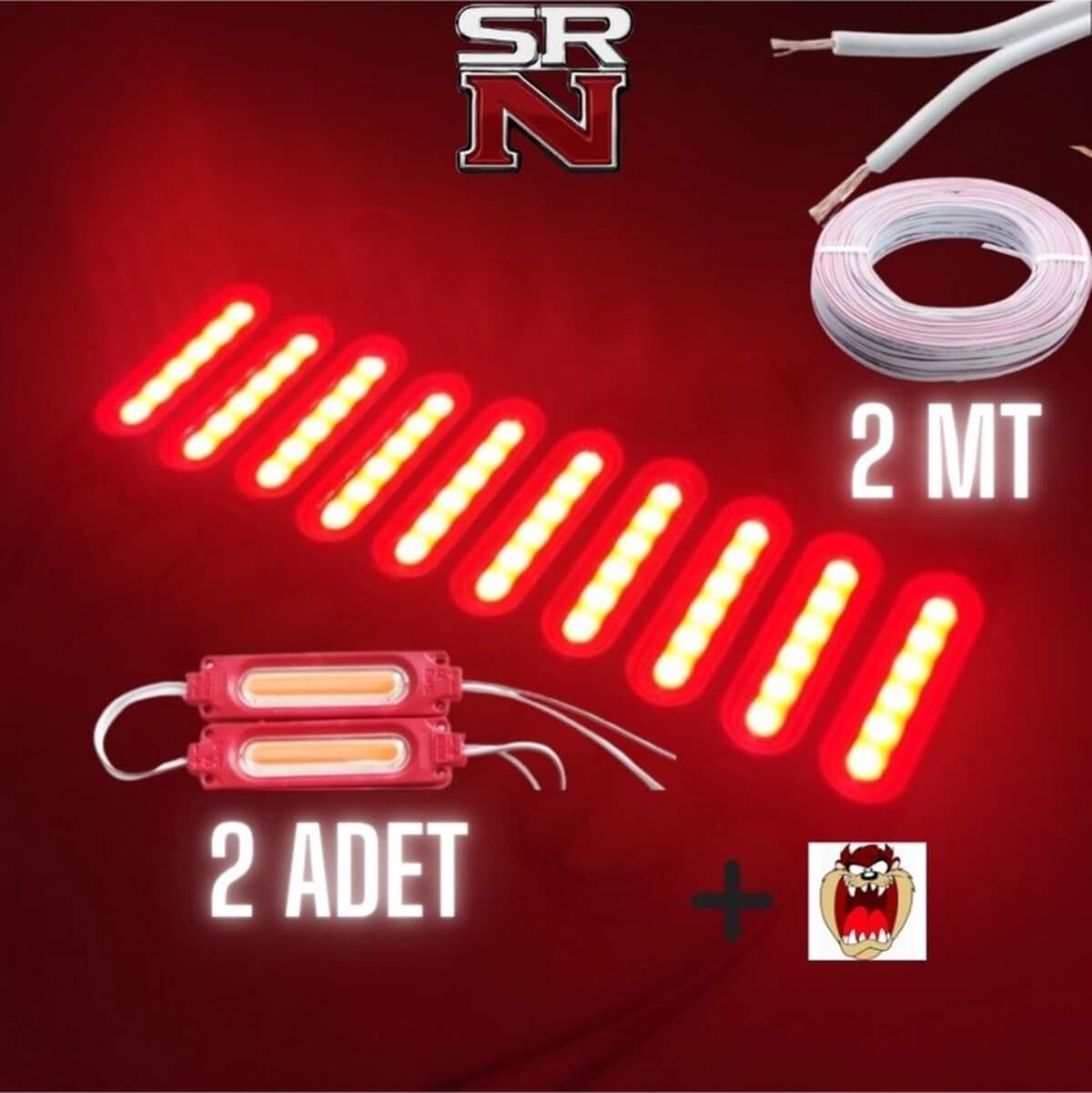 Cg Cup Depo Çamurluk Yan Kapak Uyumlu 12v Kırmızı Parmak Led 2 Adet + 2 Mt Kablo+tzmanya Sticker Srn