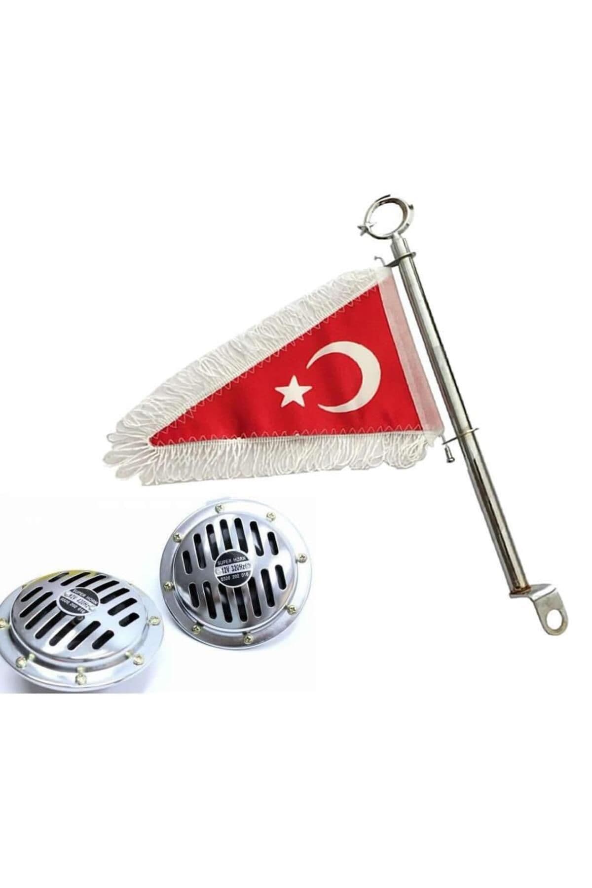 Motosiklet Makam Bayrağı Ve Nikel Hella Korna Takımı