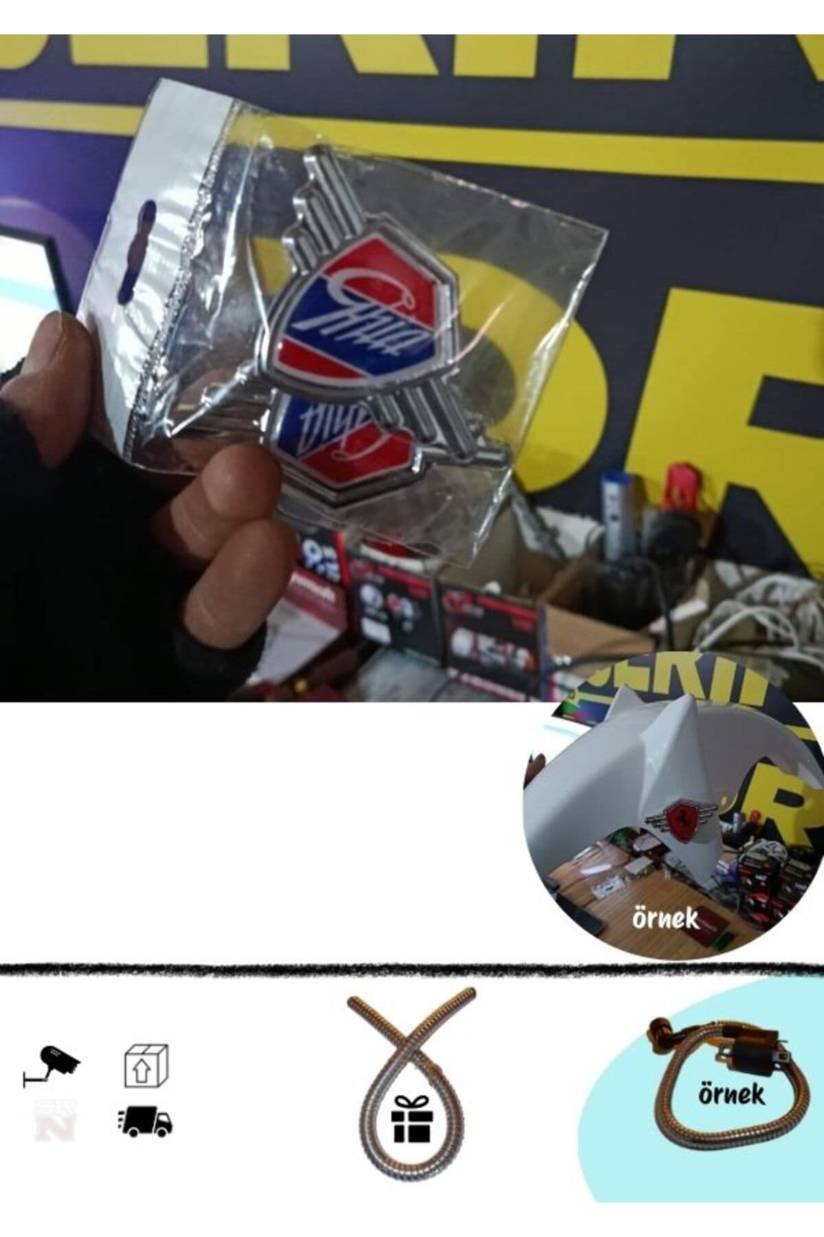 Cg Cup-Çamurluk Kaporta İçin Dekor Ghia Arma 2 adet logo (motosiklet için buji kablo kılıfı hdye)