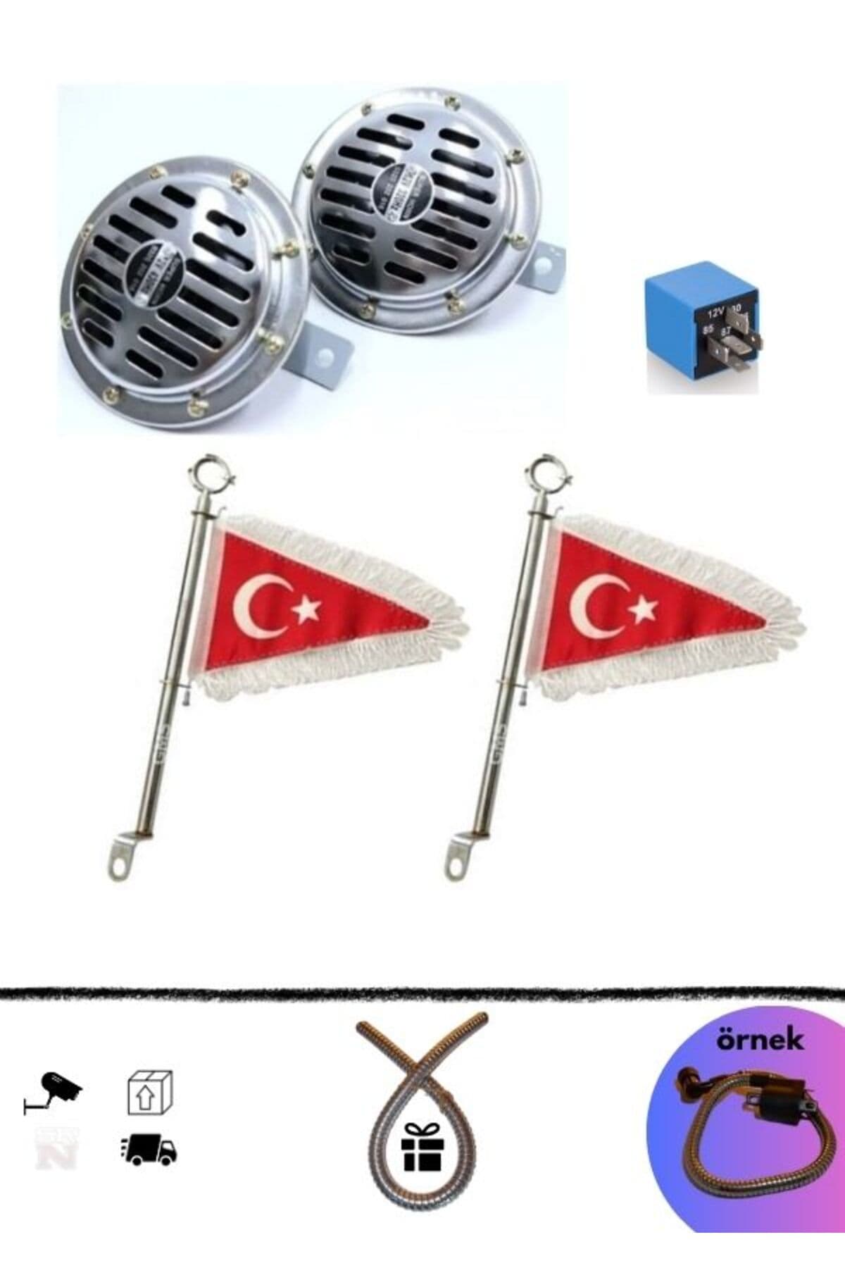 Cg Cup e-bike Modifiye Hella korna k esici role-2 Ad. makam bayrağı seti (+buji kablo kılıfı hdye)