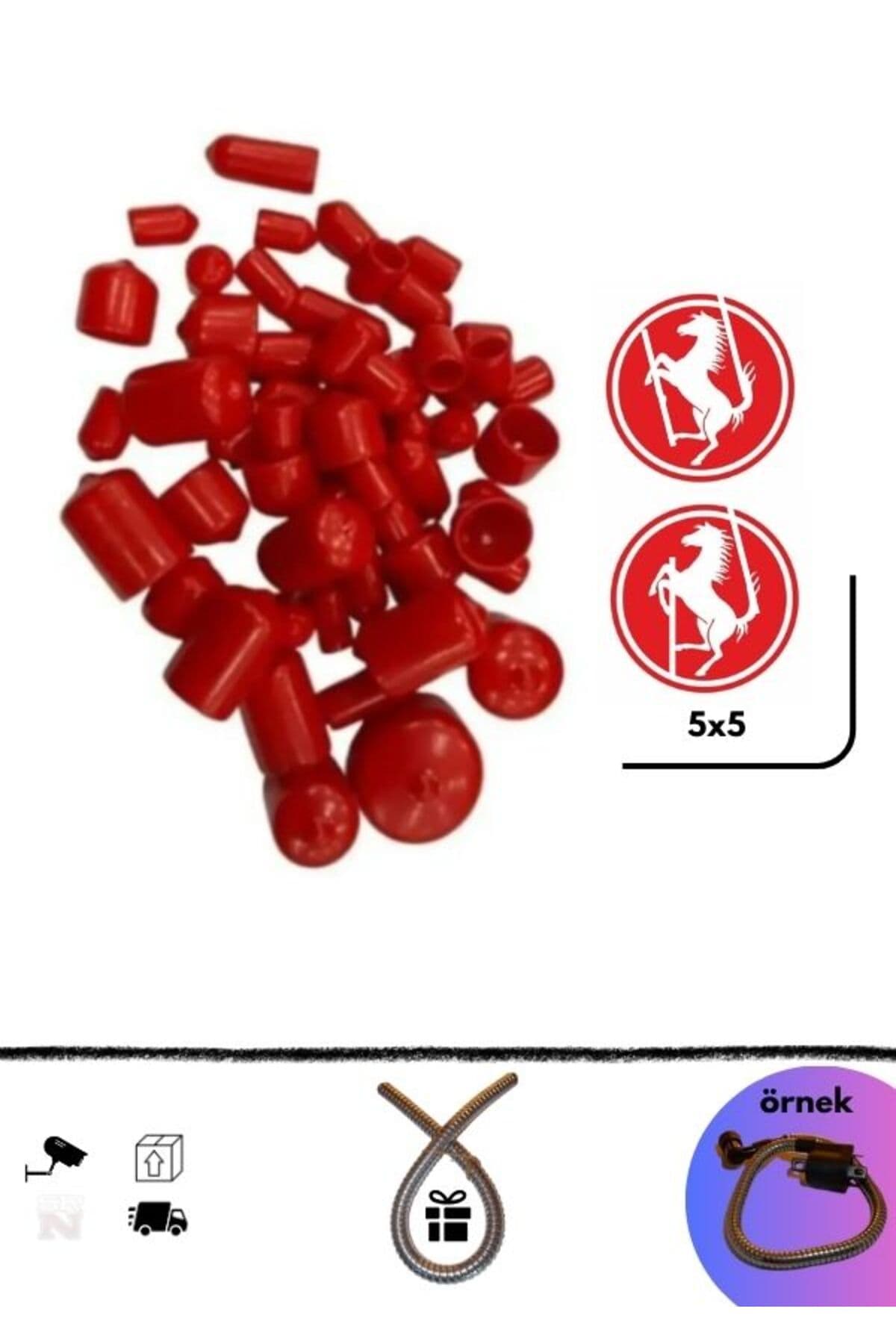 CG Cup Scooter Kırmızı Vida Tapa-Kapak seti 80 pcs+2 adet logo (+buji kablo kılıfı)