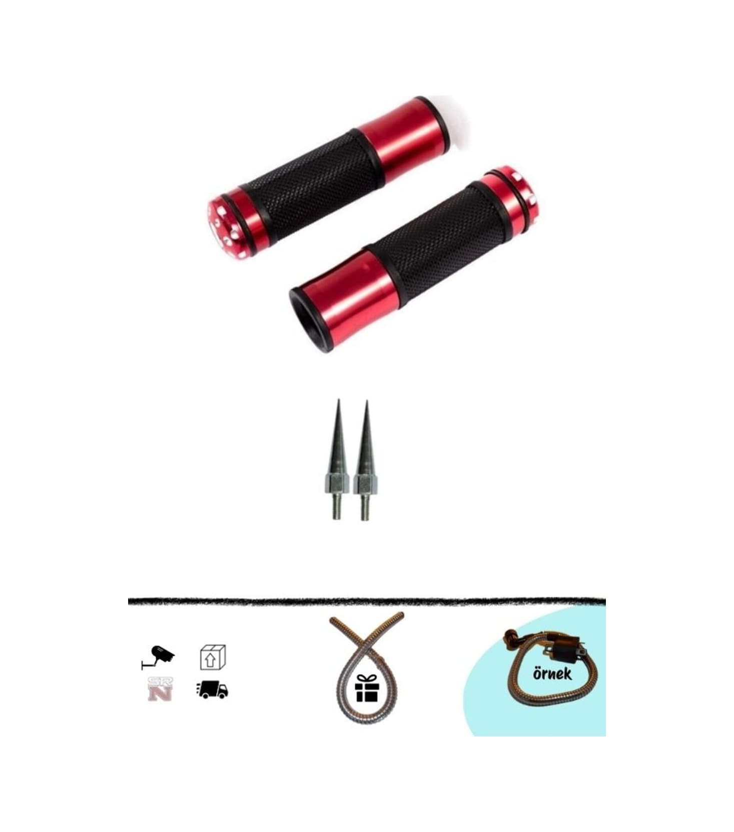 Cg Cup Scooter Motosiklet Elcik Takımı Kırmızı+ 2 Ad. Sivri Vida +buji Kablo Kılıfı