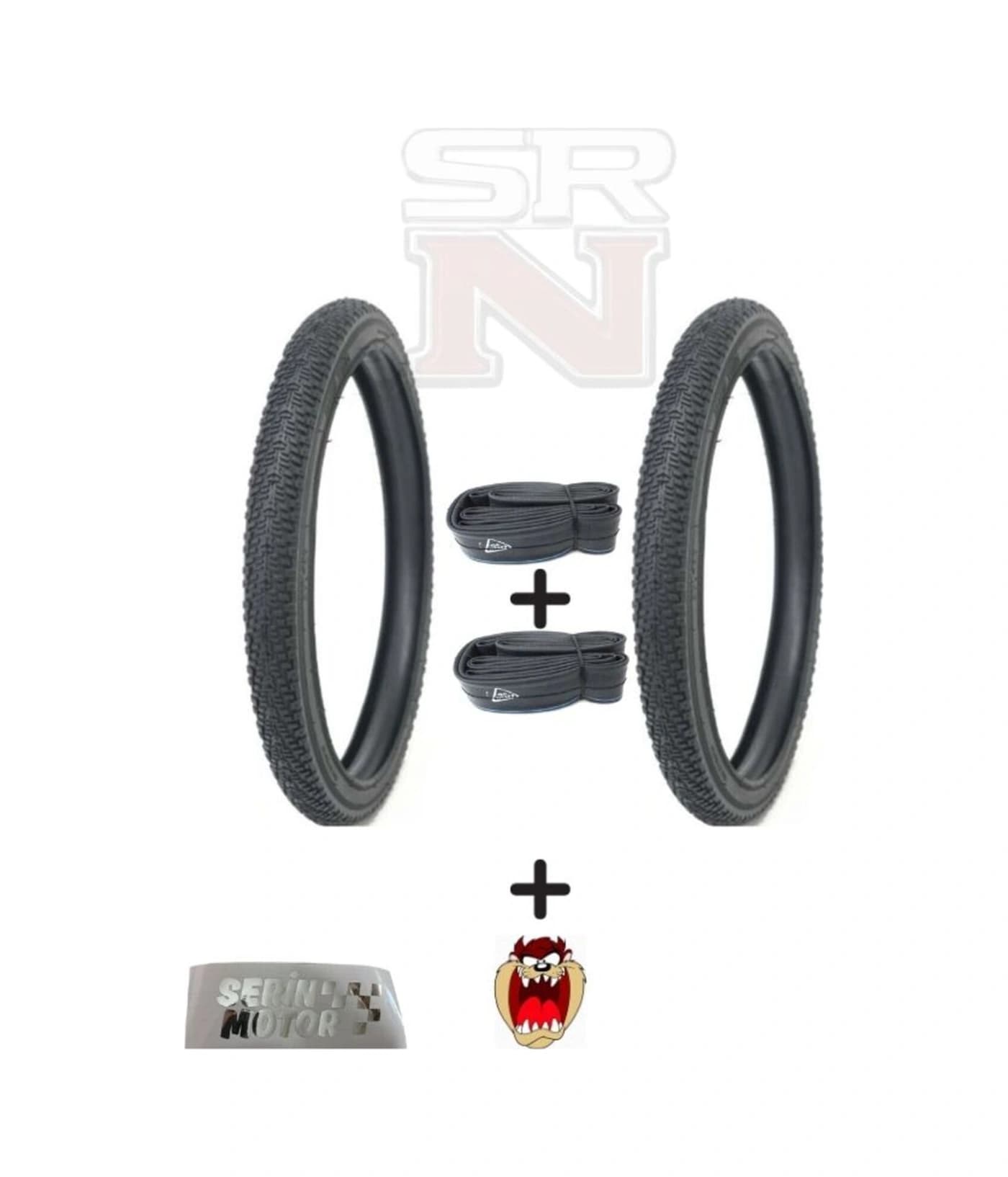 Bisiklet 20 İç Dış Lastik Seti Ön Arka Takım- Dış 20x1,95 - İç 20x1.75-2.125 Hedye Tzmanya Sticker